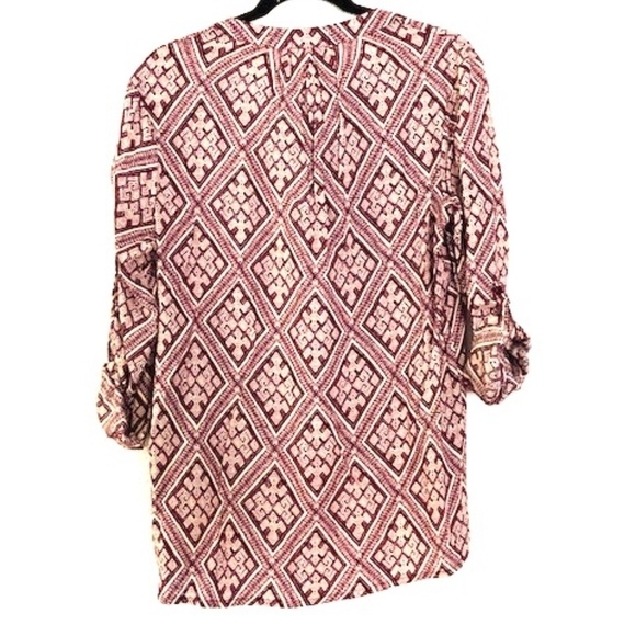 🍍 Bailey & Chloe Purple Geometric V-Neck Top Sm - Picture 2 of 4